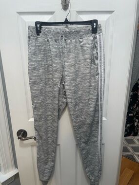Gray Space-Dye Jogger Track Pants with White Side Stripes
